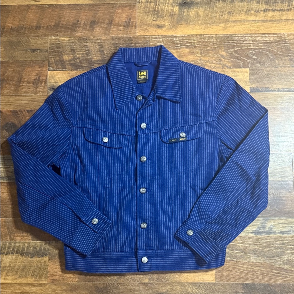 Lee x Alife Art Museum Pinstripe Trucker Jacket Blue - Size Large